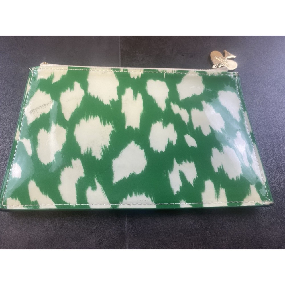 Kate Spade Green & White Painterly Cheetah Pencil Pouch/Makeup‎ bag - Picture 4 of 8